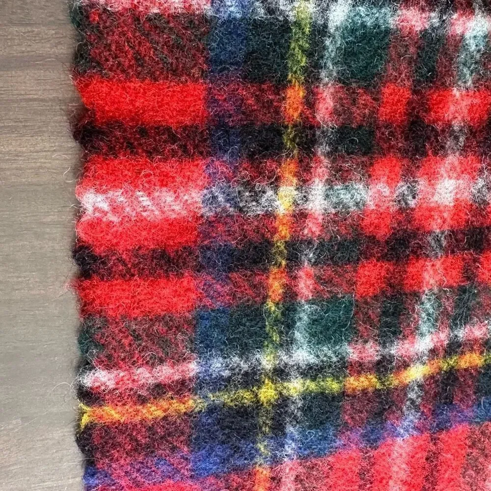 Connemara Foxford Ireland 100% Pure Wool Rug Blanket Red Royal Stewart Plaid Fri